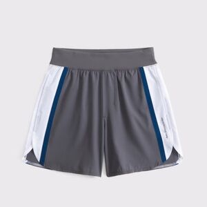 Boys Gray Athletic Shorts with Navy Accent